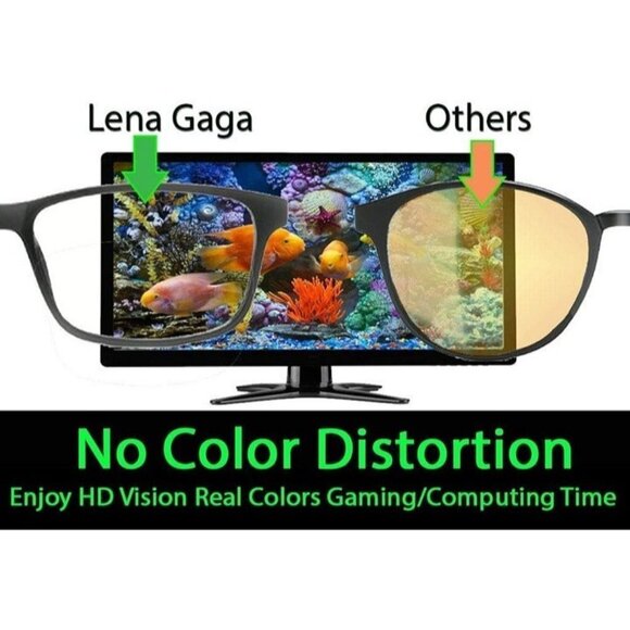Lena Gaga Blue Light Block Glasses Black Lightweight Frame - Picture 2 of 4